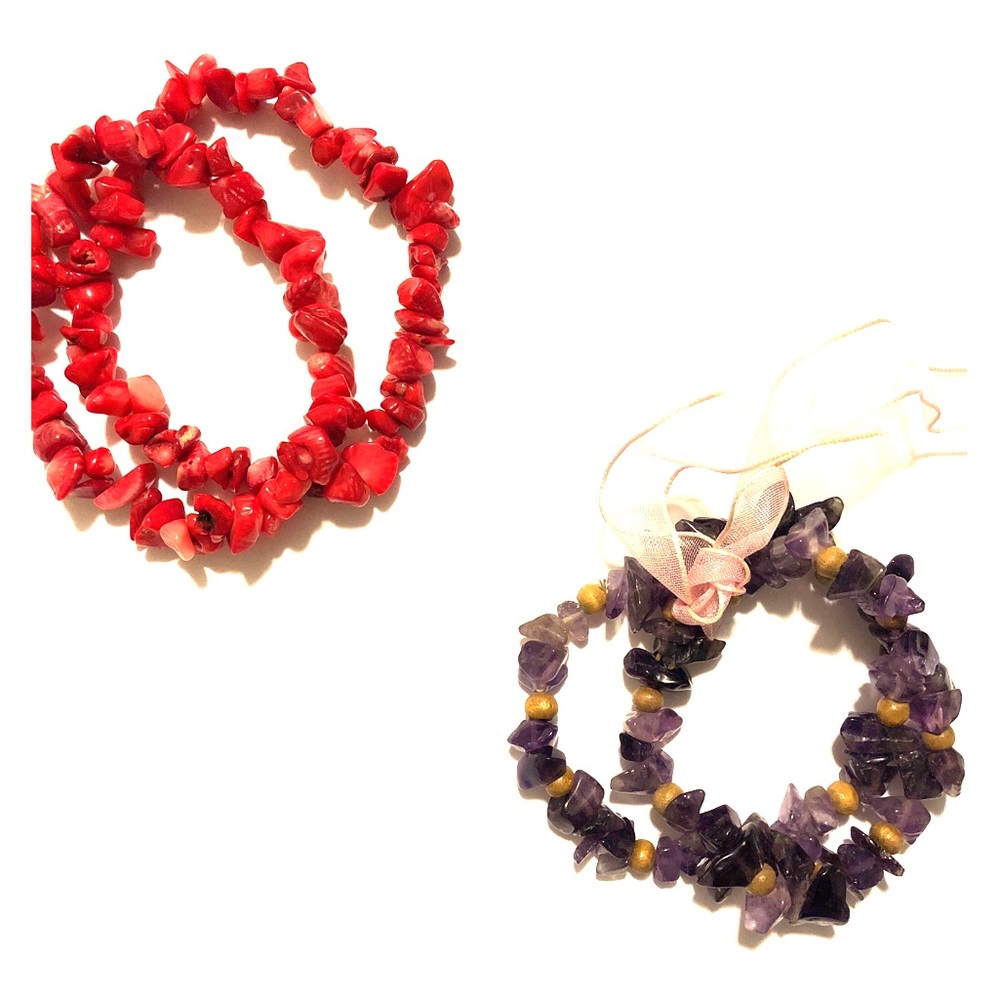Two sets of bracelets